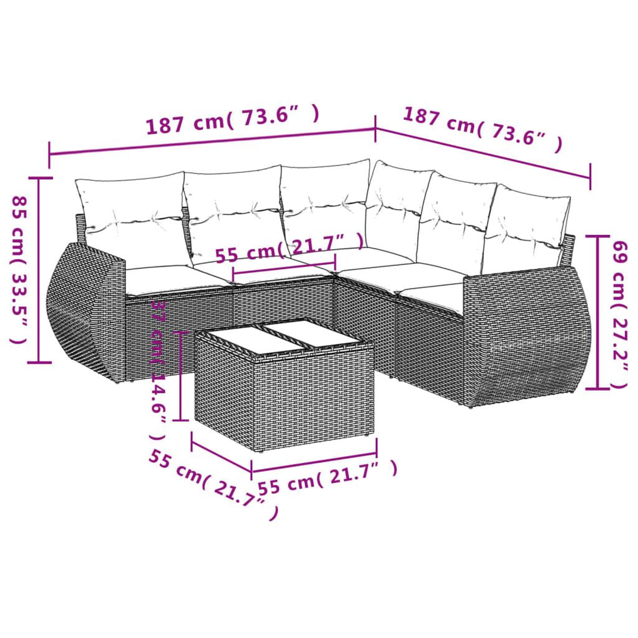 Voir la diapositive 3 : VIDAXL Salon de jardin avec coussins 6 pcs beige resine tressee