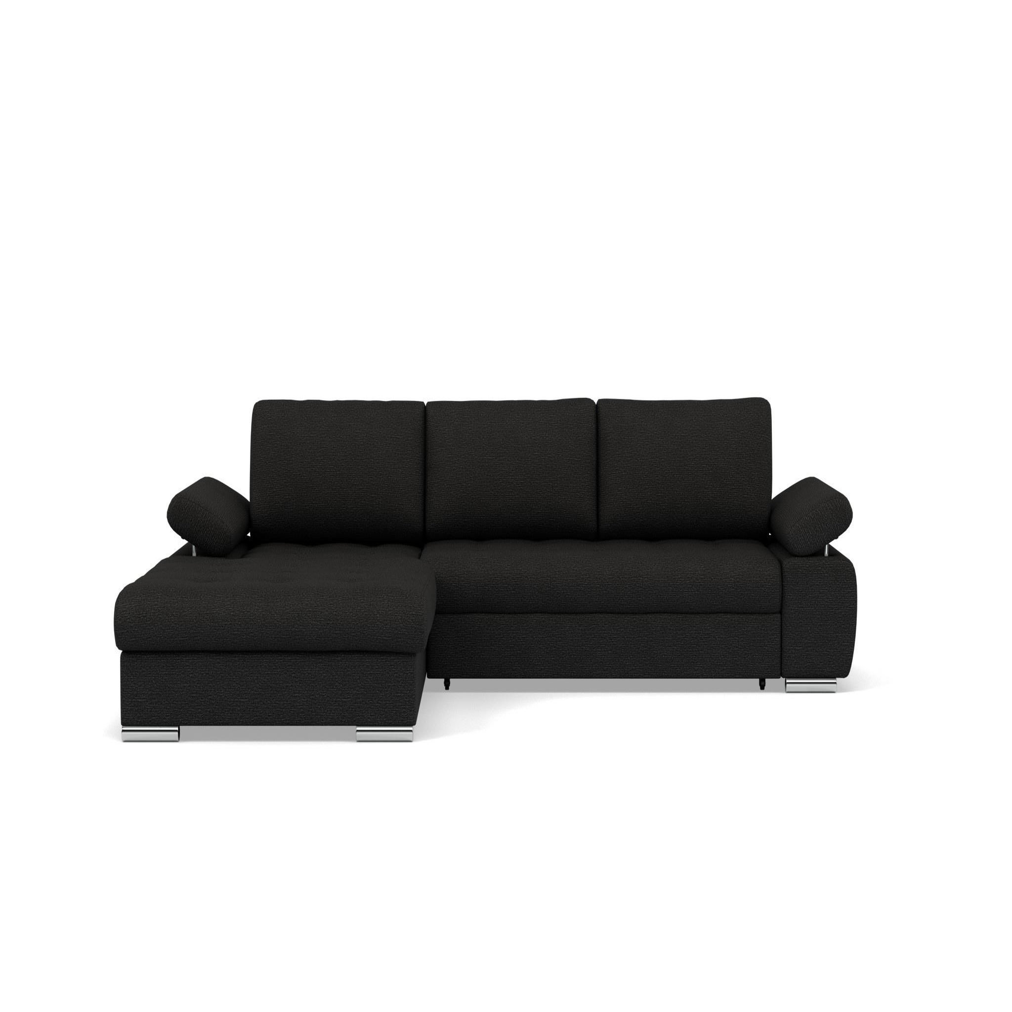 Voir la diapositive 1 : BEST MOBILIER Bianca - canapé d'angle gauche 4 places convertible avec coffre en tissu texturé