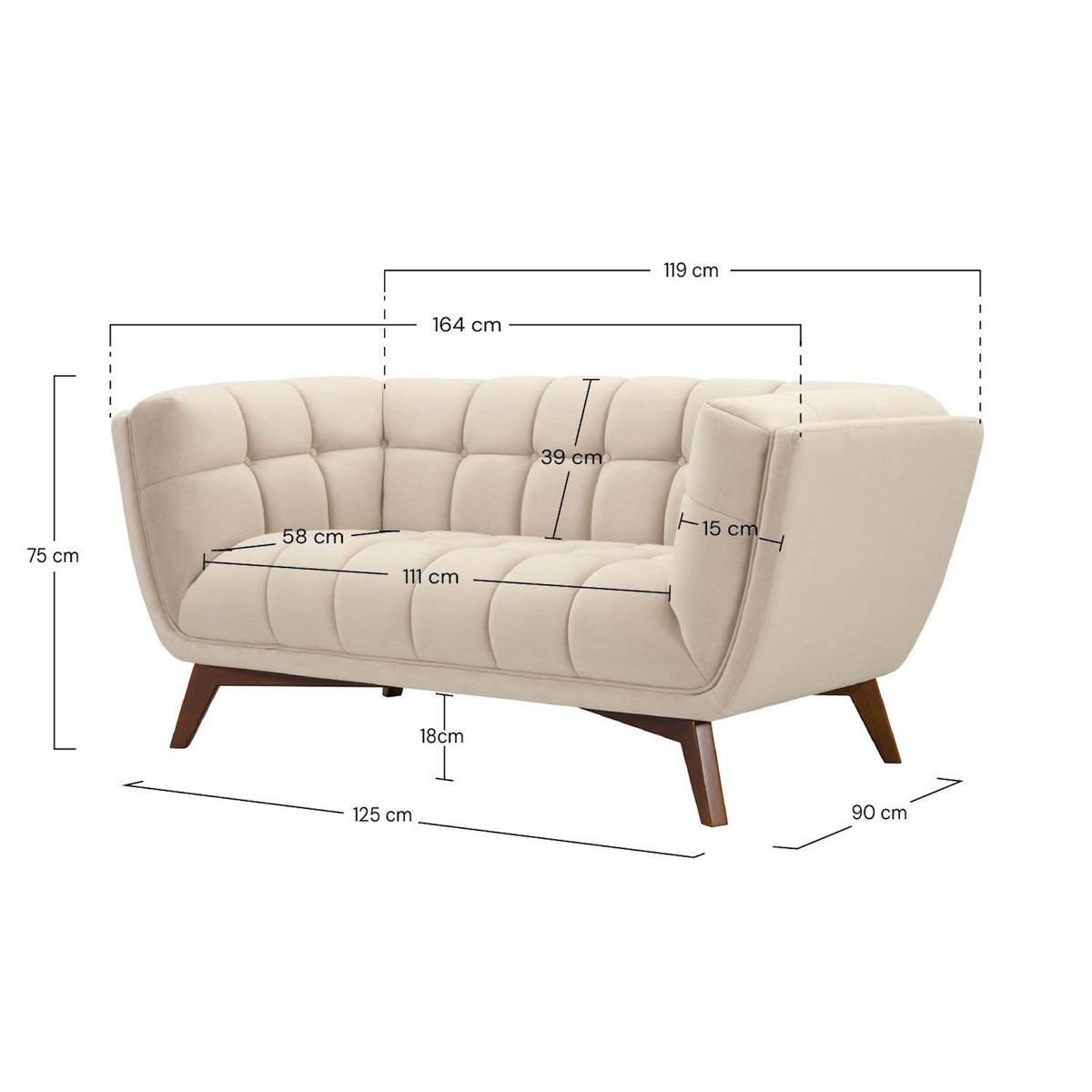Rendez vous déco Canapé 2 places en velours beige-Mona