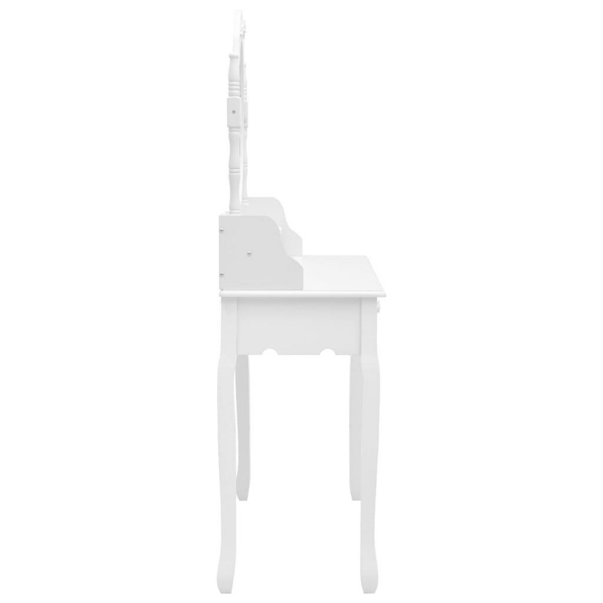 VIDAXL Ensemble de coiffeuse avec tabouret Blanc 75x69x140cm Paulownia