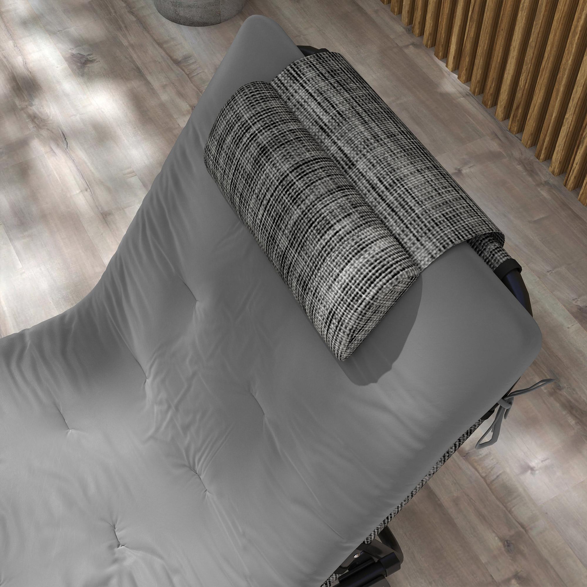 Voir la diapositive 4 : OUTSUNNY Lot de 2 transats bains de soleil pliables inclinables - tétière, matelas épais - métal tissu gris