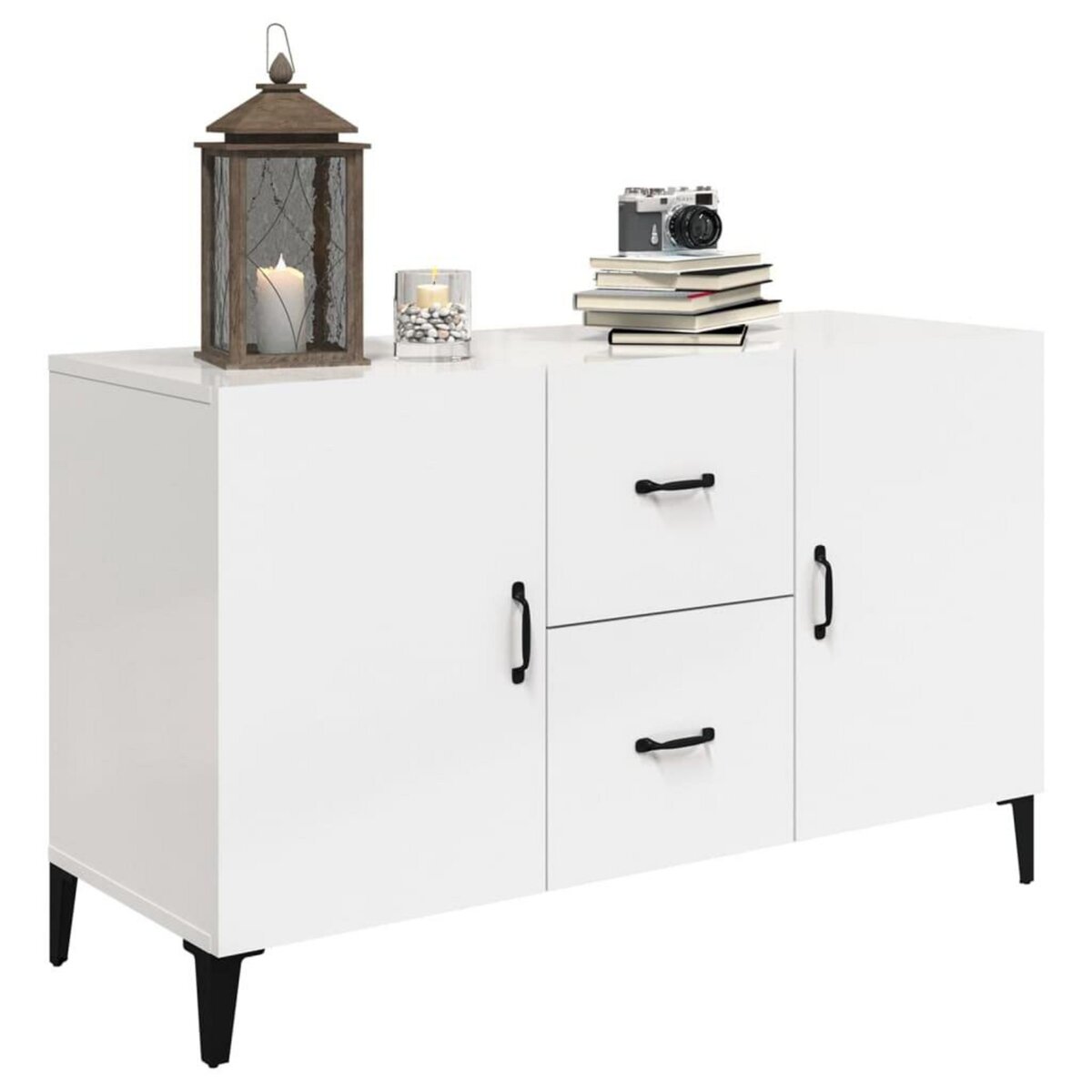 VIDAXL Buffet blanc brillant 100x36x60 cm bois d'ingenierie