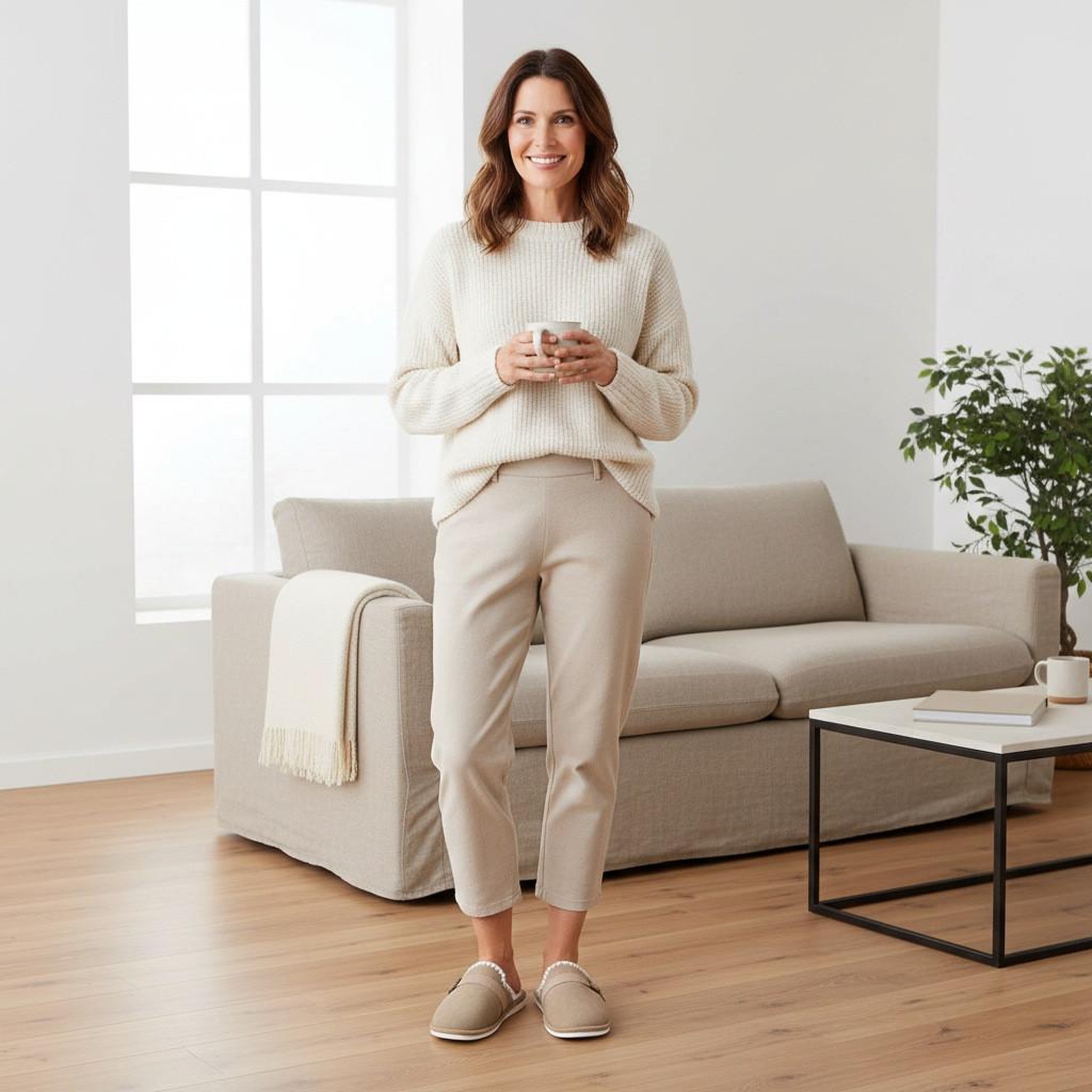 Voir la diapositive 5 : OZABI OZABI Mules Femme, Aspect Daim, Broderie Scandinave, Doublure Fourrure