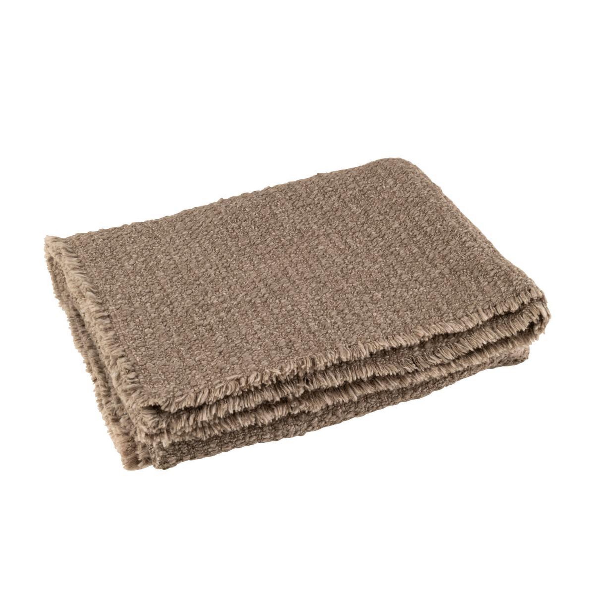 J-LINE Plaid uni  effiloché  130x180cm taupe