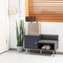 Voir la diapositive 4 : HOMCOM Meuble chaussures banc à chaussures style art déco placard niche banquette assise dossier PU acier doré panneaux gris