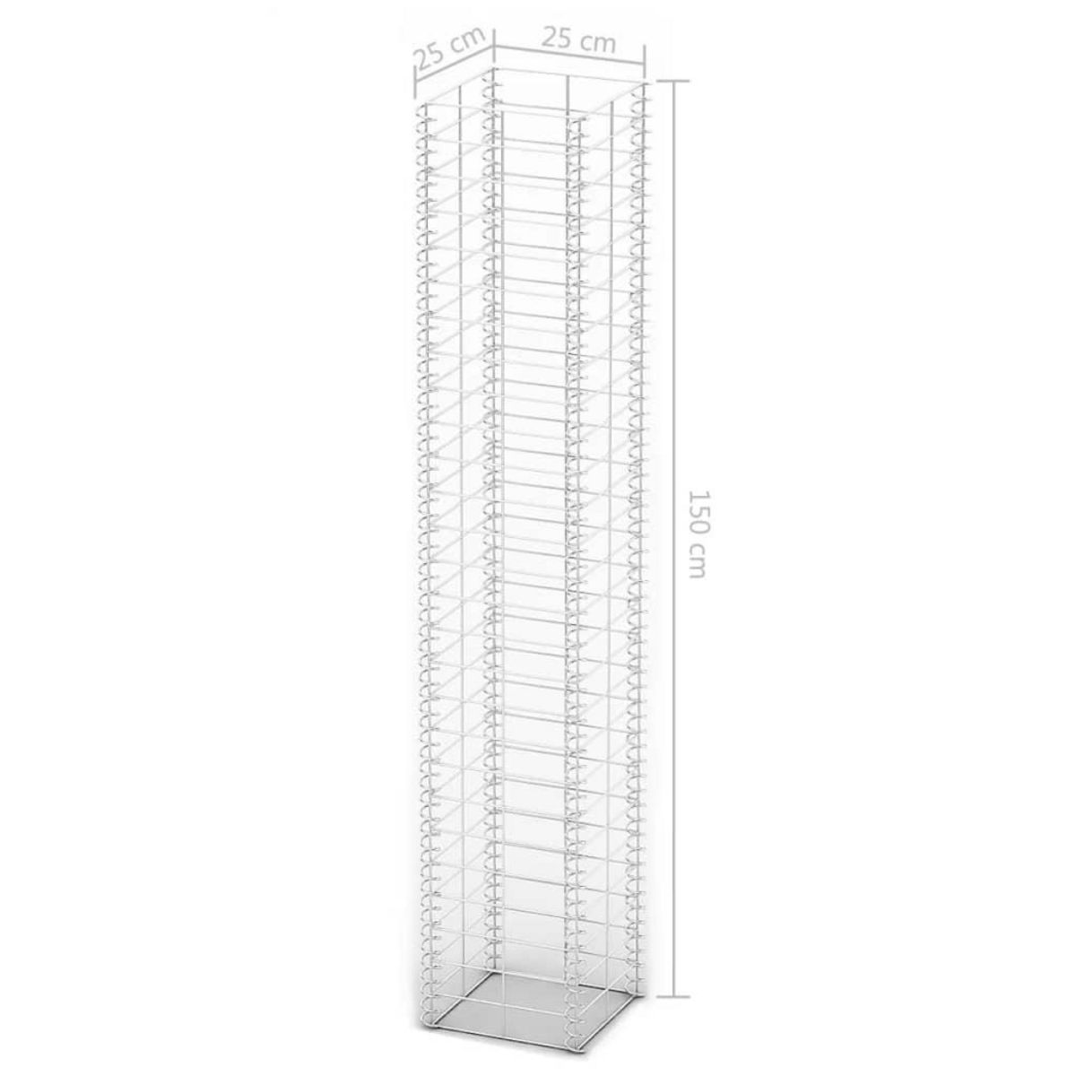 VIDAXL Jeu de panier de gabion 3 pcs Fil galvanise 25x25x150 cm