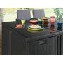 Voir la diapositive 5 : BEST MOBILIER Fira - salon de jardin encastrable 10 places - en résine tressée - noir avec coussins gris + housse de protection