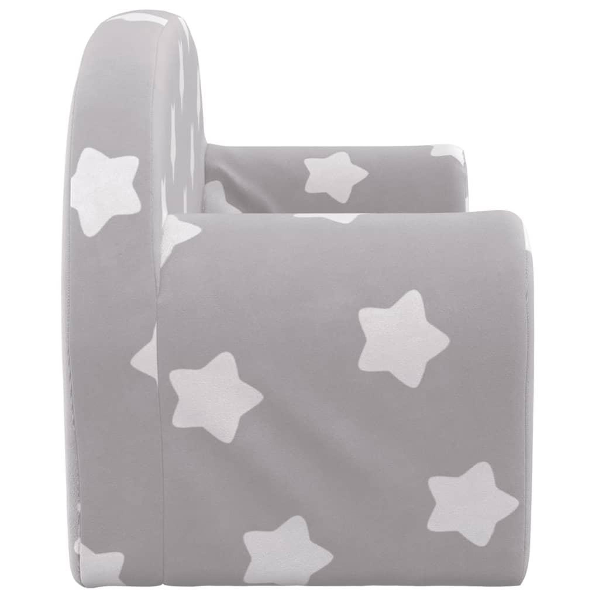Voir la diapositive 5 : VIDAXL Canape-lit enfant 2 places gris clair etoiles peluche douce