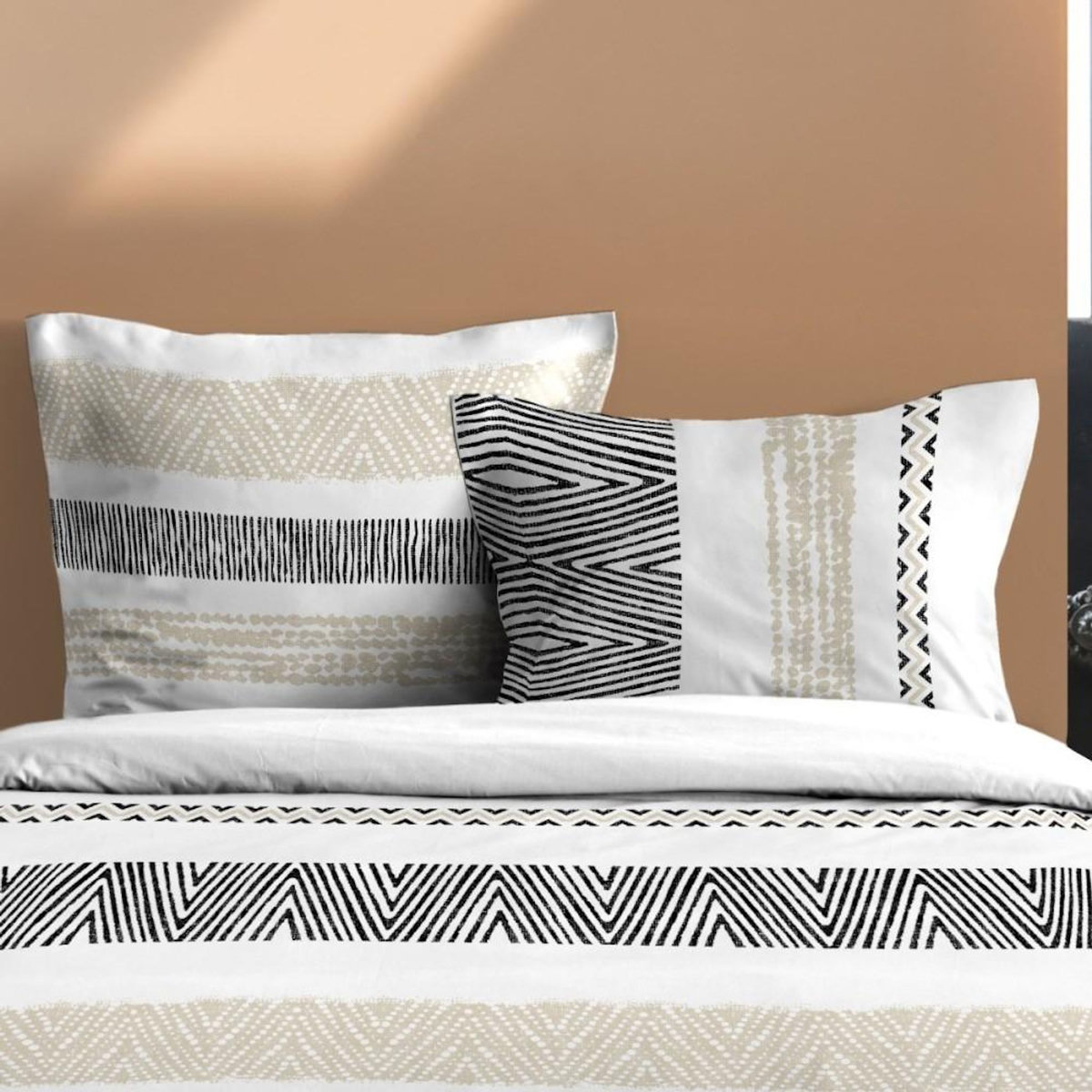 STOF Housse de couette 260x240 finition rabat + 2 taies coton 57 fils