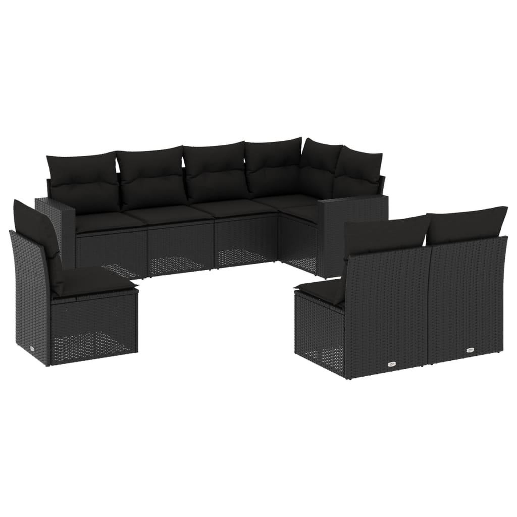 Voir la diapositive 2 : VIDAXL Salon de jardin 8 pcs avec coussins noir resine tressee