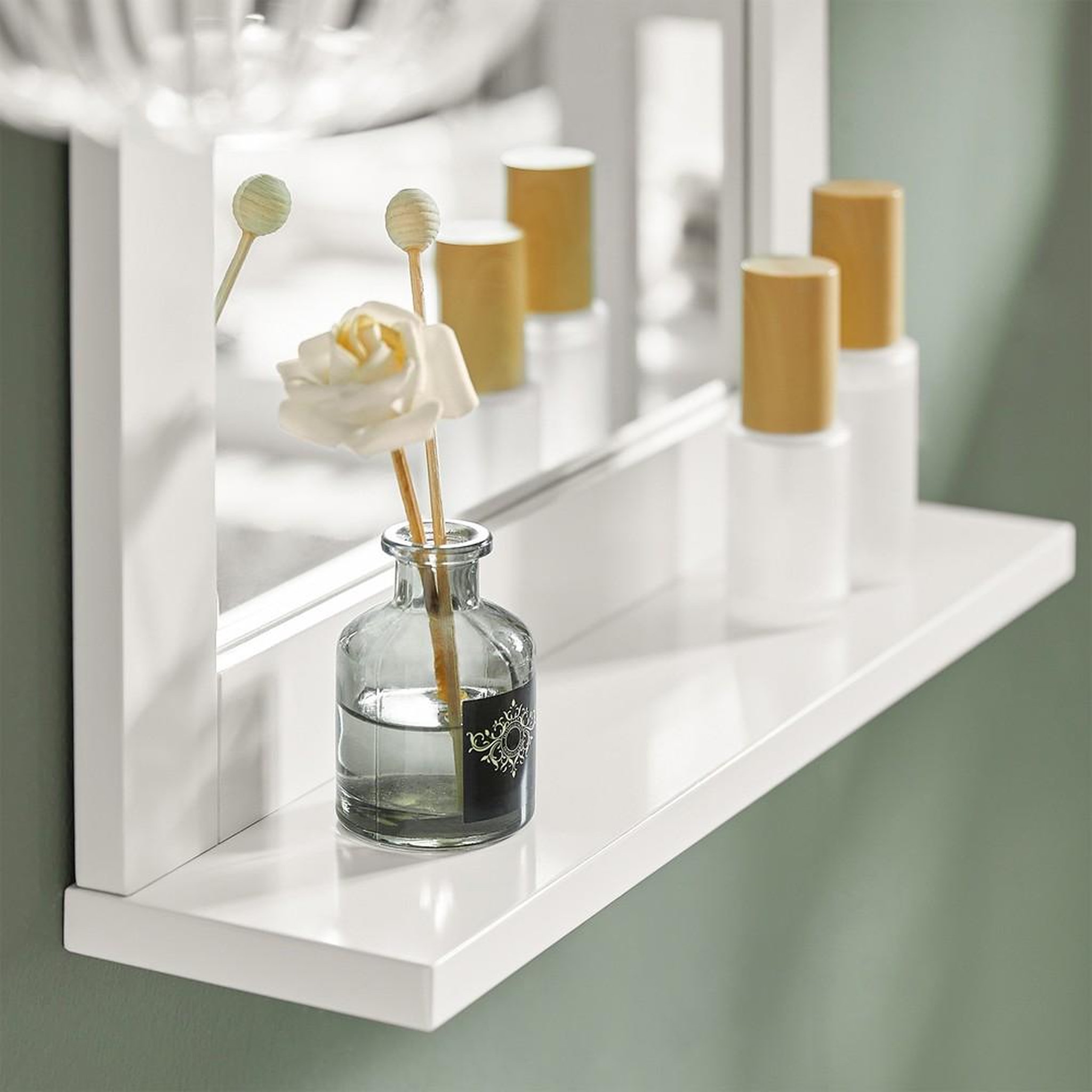 Voir la diapositive 4 : SOBUY Miroir Mural avec Étagère Blanc 40x10x50cm FRG129-W