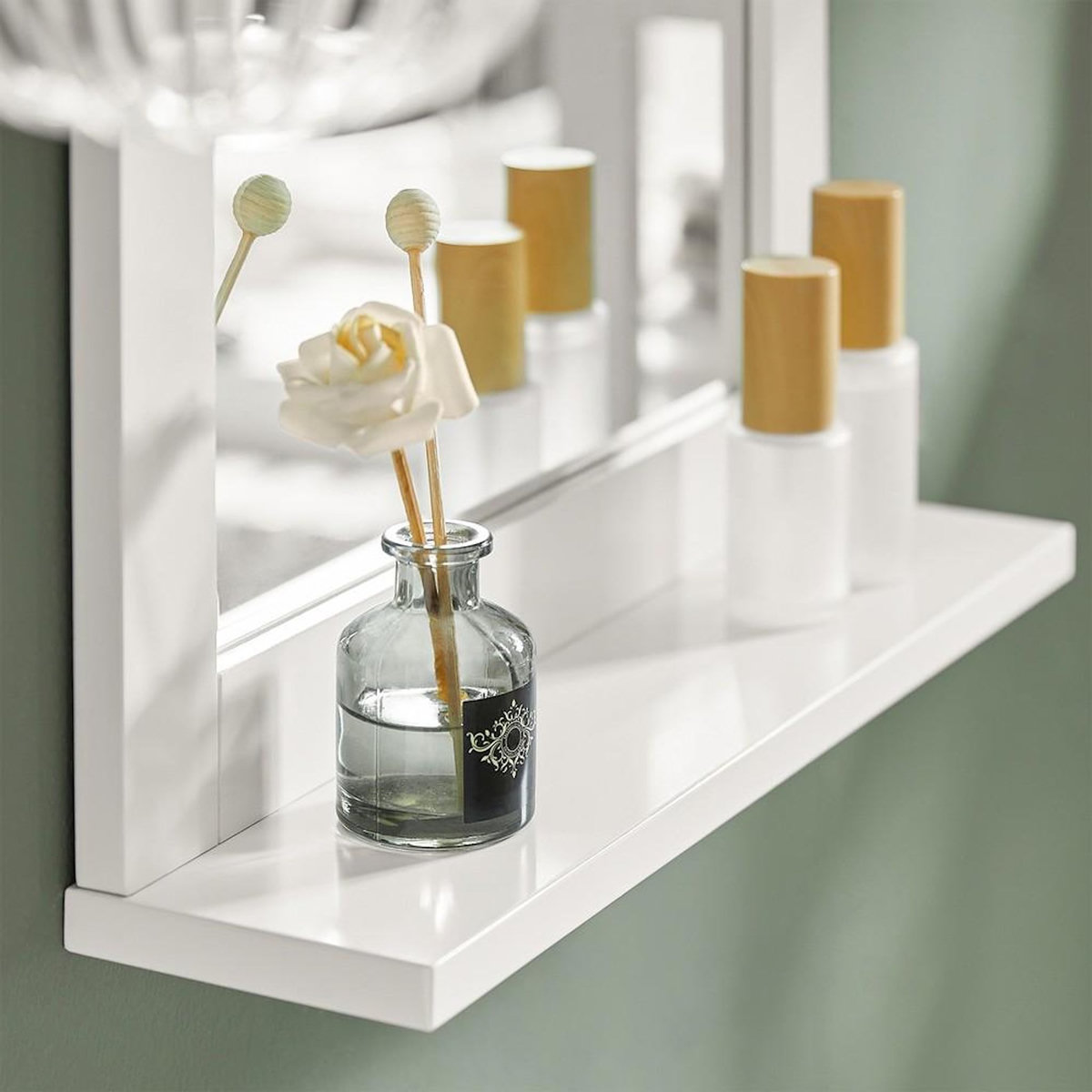 SOBUY Miroir Mural avec Étagère Blanc 40x10x50cm FRG129-W