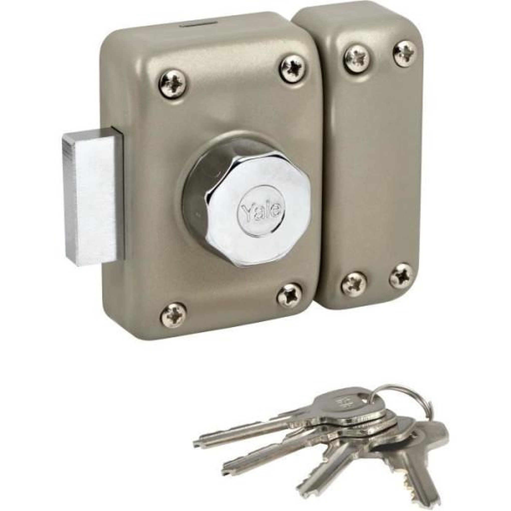 YALE Verrou YALE YV25BT-50 - Bouton et cylindre 5 goupilles diametre 23 mm - 4 clés - beige