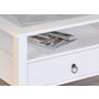 Voir la diapositive 3 : Table basse carrée en bois massif 1 tiroir plateau verre L75cm CASSIS