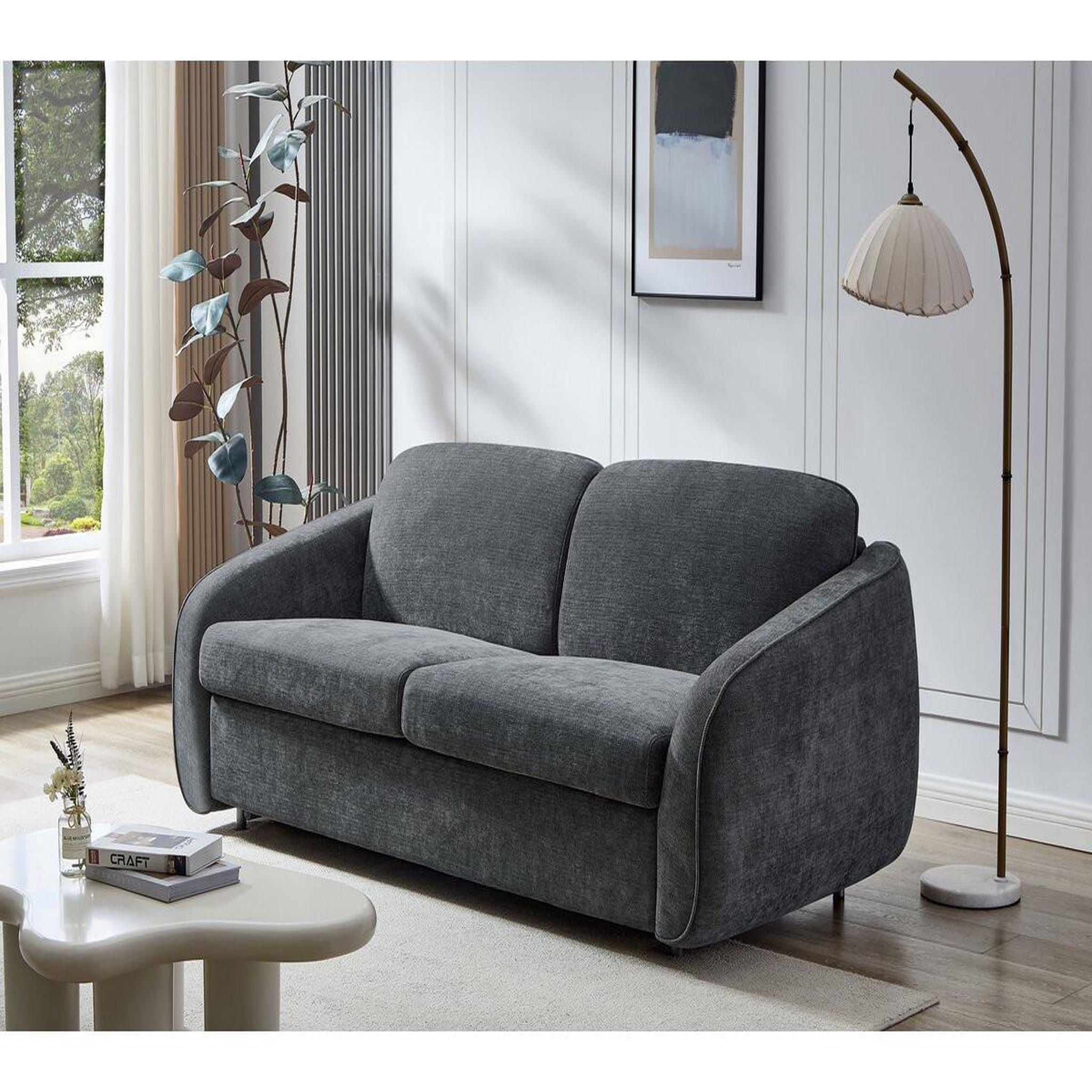 Voir la diapositive 2 : Habitat et Jardin Canapé lit convertible express en tissu texturé  Laurie  - 202 x 107 x 85 cm