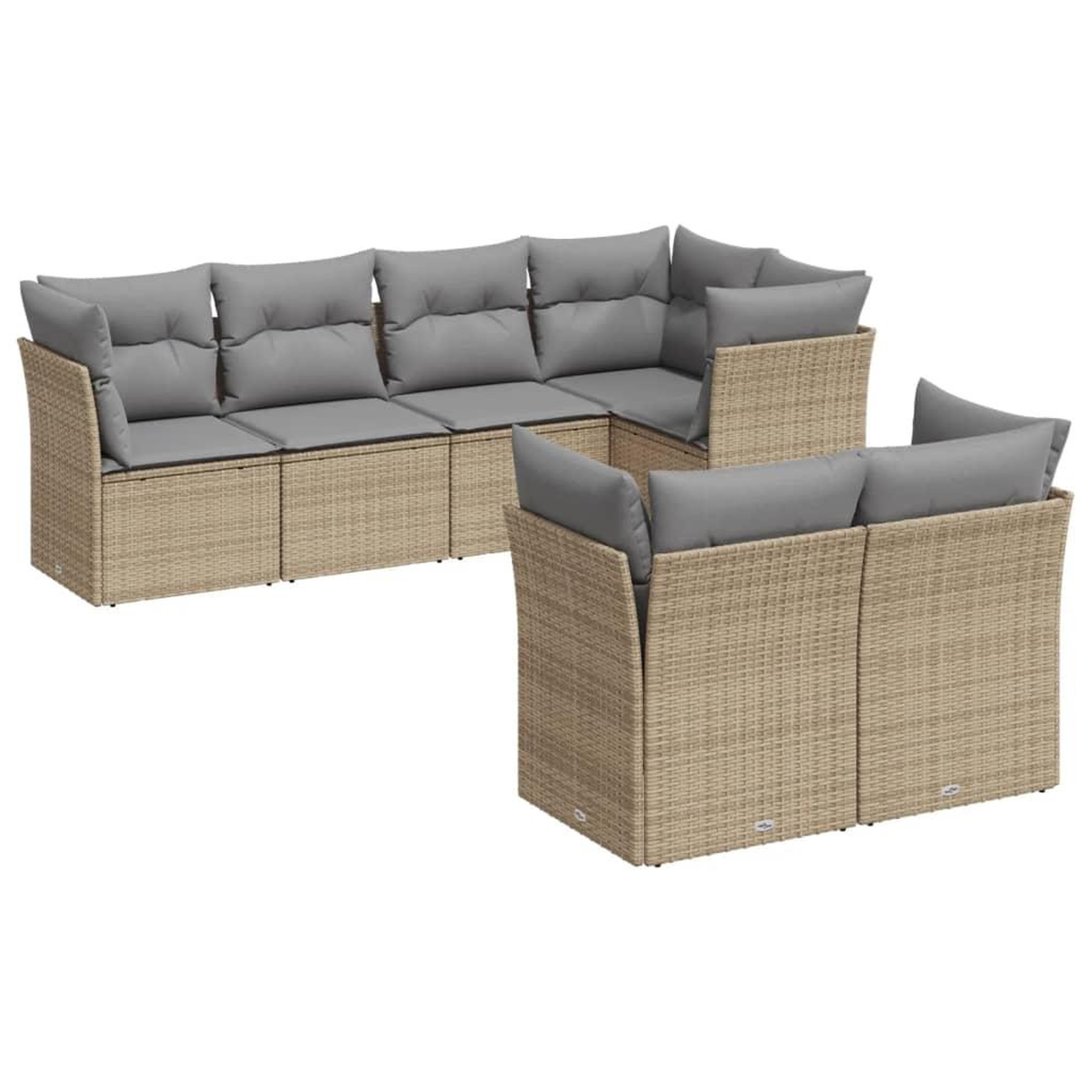 Voir la diapositive 2 : VIDAXL Salon de jardin avec coussins 7 pcs beige resine tressee