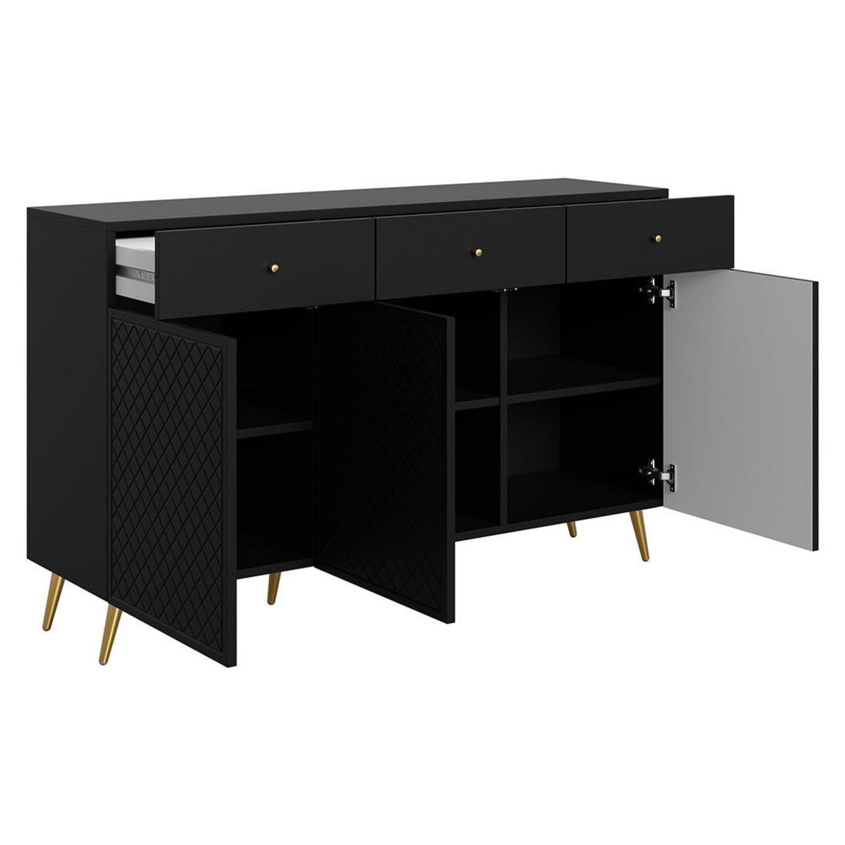 BEST MOBILIER Sorolla - buffet bas - 3 portes et 3 tiroirs - 150 cm