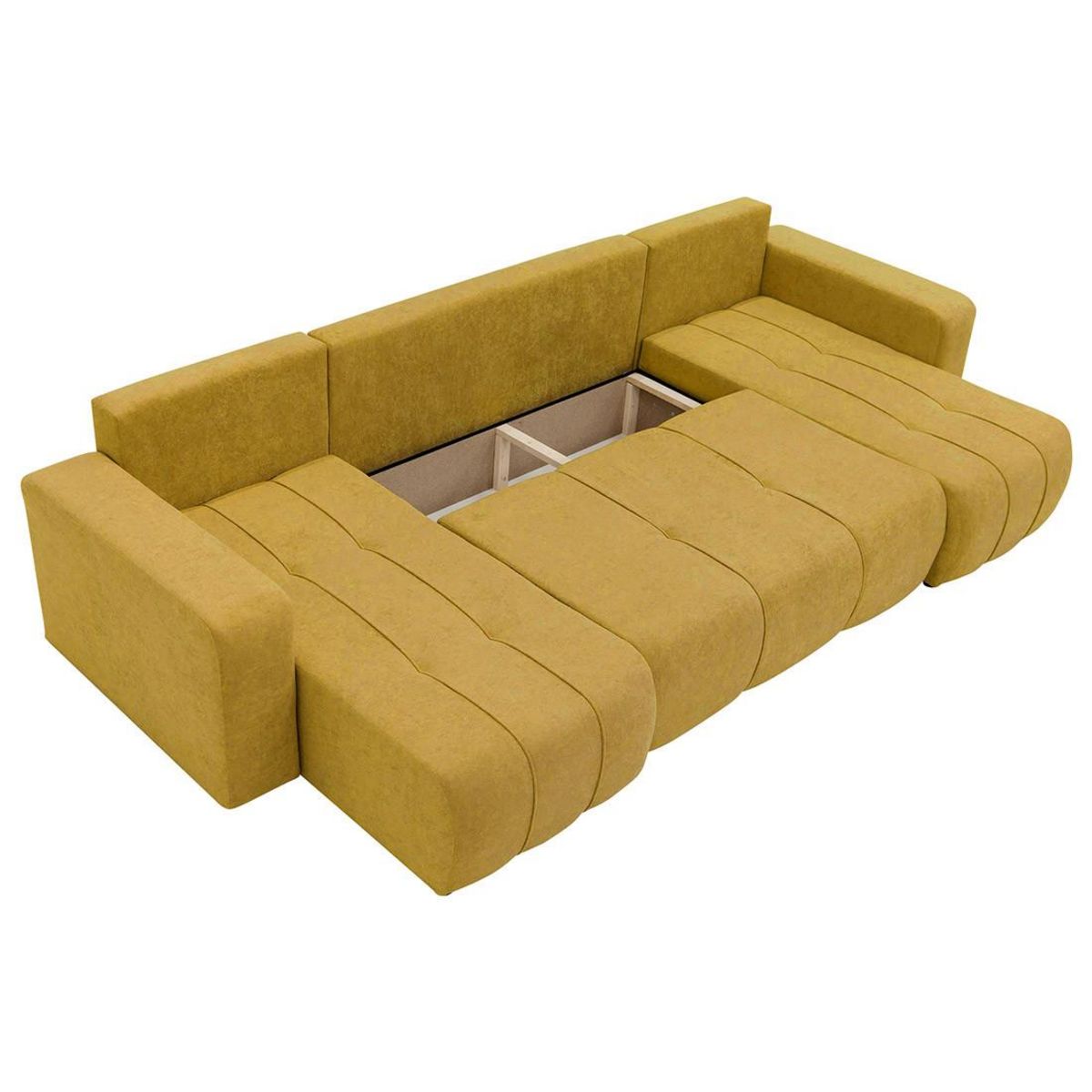 BEST MOBILIER Nicole - canapé panoramique en u 7 places convertible avec coffre en tissu