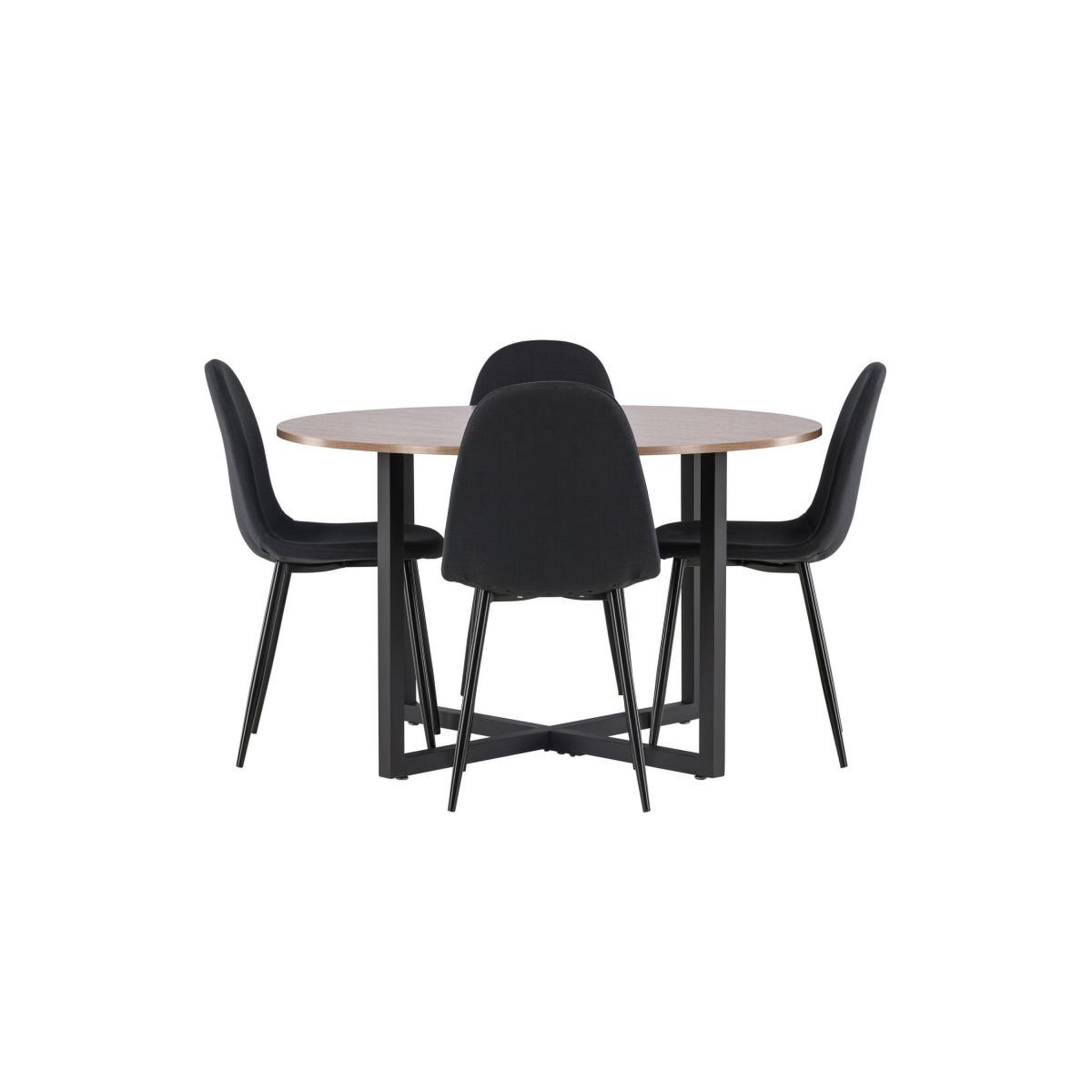 Voir la diapositive 2 : Paris Prix Ensemble table à manger ronde & 4 chaises  durango & polar  120cm noyer & noir