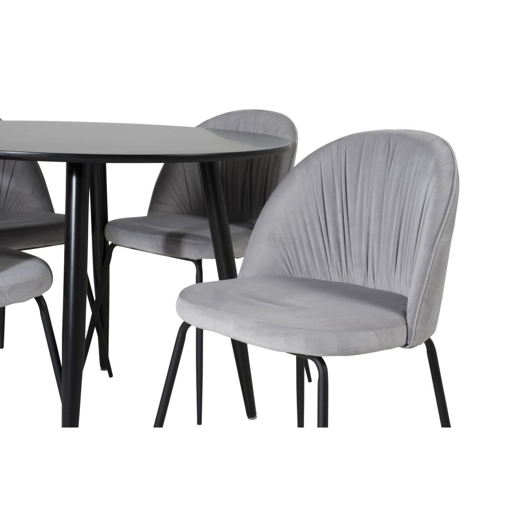 Voir la diapositive 2 : Paris Prix Ensemble table à manger & 4 chaises  plaza & wrinkles  100cm noir & gris