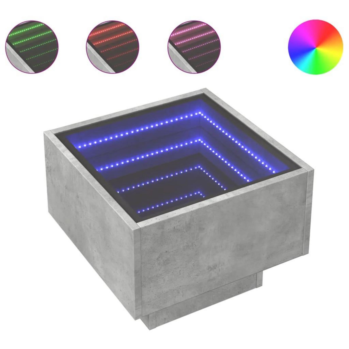 VIDAXL Table de chevet avec LED infini gris beton 40x40x30 cm