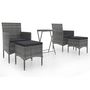 Voir la diapositive 2 : VIDAXL Ensemble de bistro jardin 5pcs Resine tressee verre trempe Gris