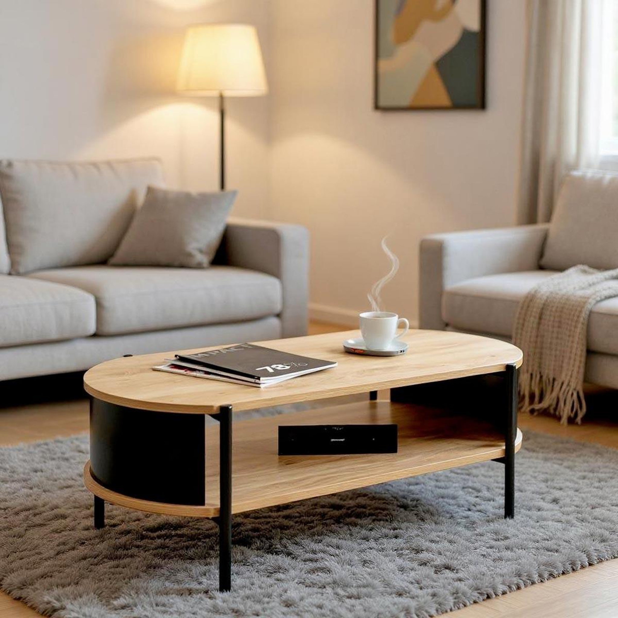 Voir la diapositive 4 : Paris Prix Table basse design  morphee  100cm naturel & noir
