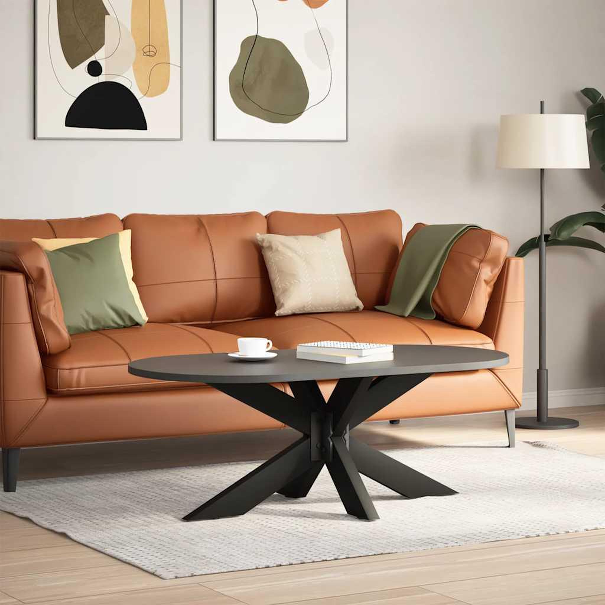Voir la diapositive 2 : VIDAXL Pied de table basse forme d'araignee noir 98x58x(42-43) cm