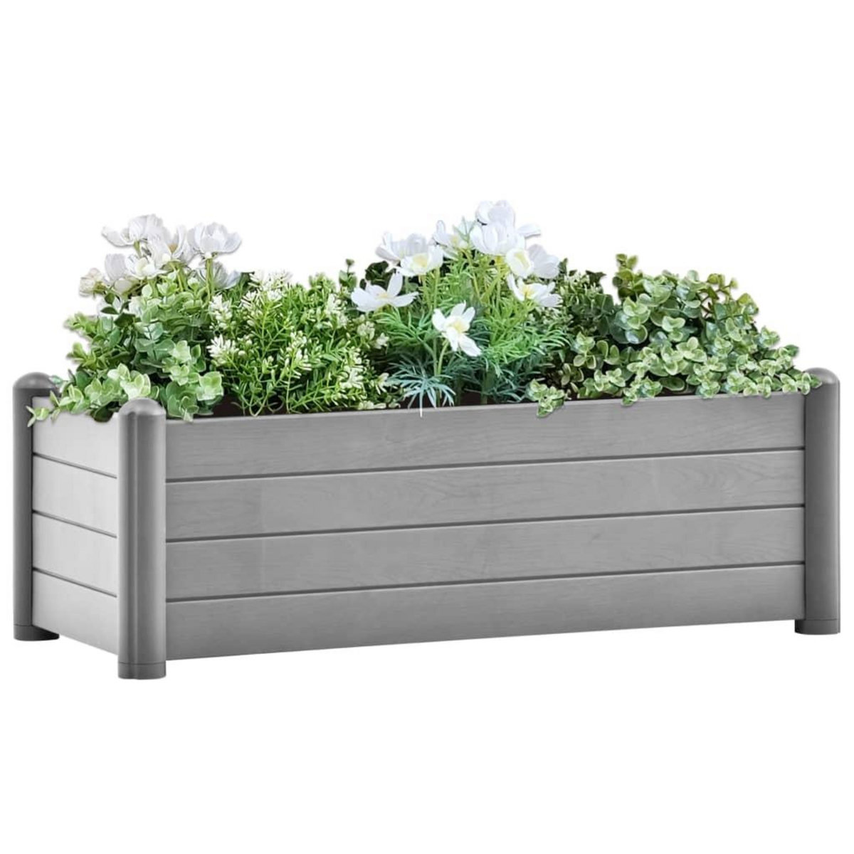 VIDAXL Lit sureleve de jardin PP Gris pierre 100x43x35 cm