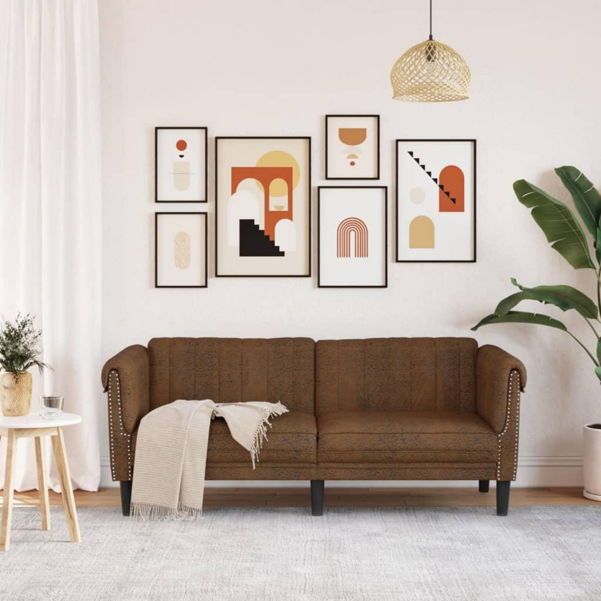 VIDAXL Canape a 2 places marron similicuir daim