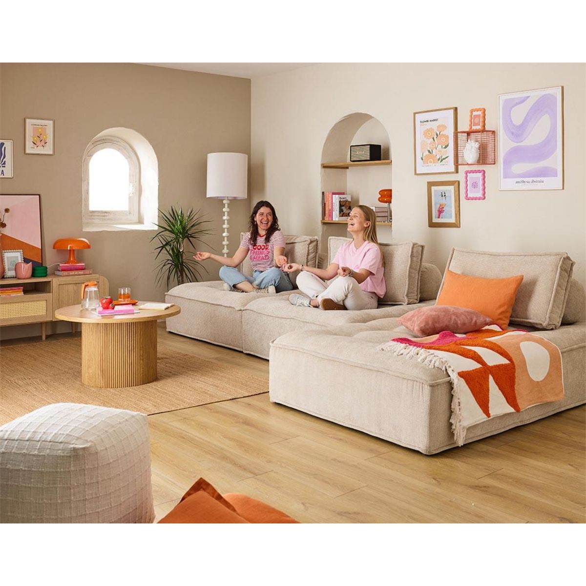 LISA DESIGN Marisol - canapé d'angle modulable 4 places - velours texturé