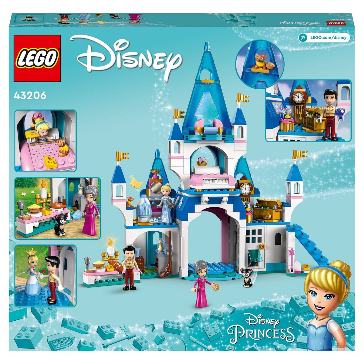 LEGO Disney 43206 Le château de Cendrillon et du prince charmant, Jouet dès 5 Ans