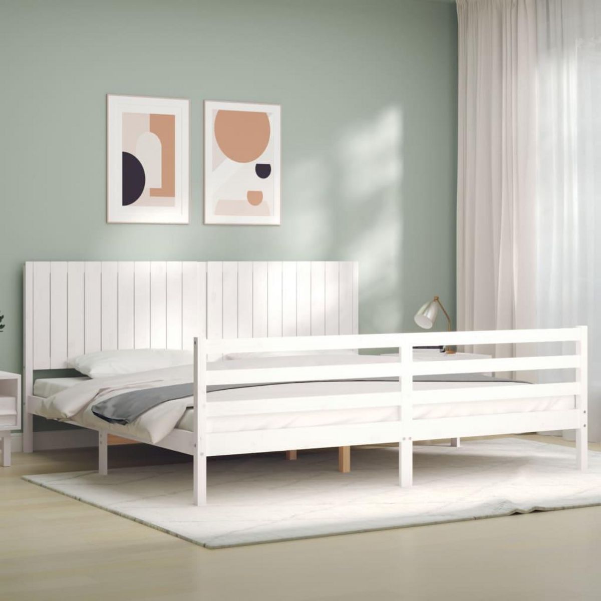 VIDAXL Cadre de lit sans matelas blanc 200x200 cm bois massif