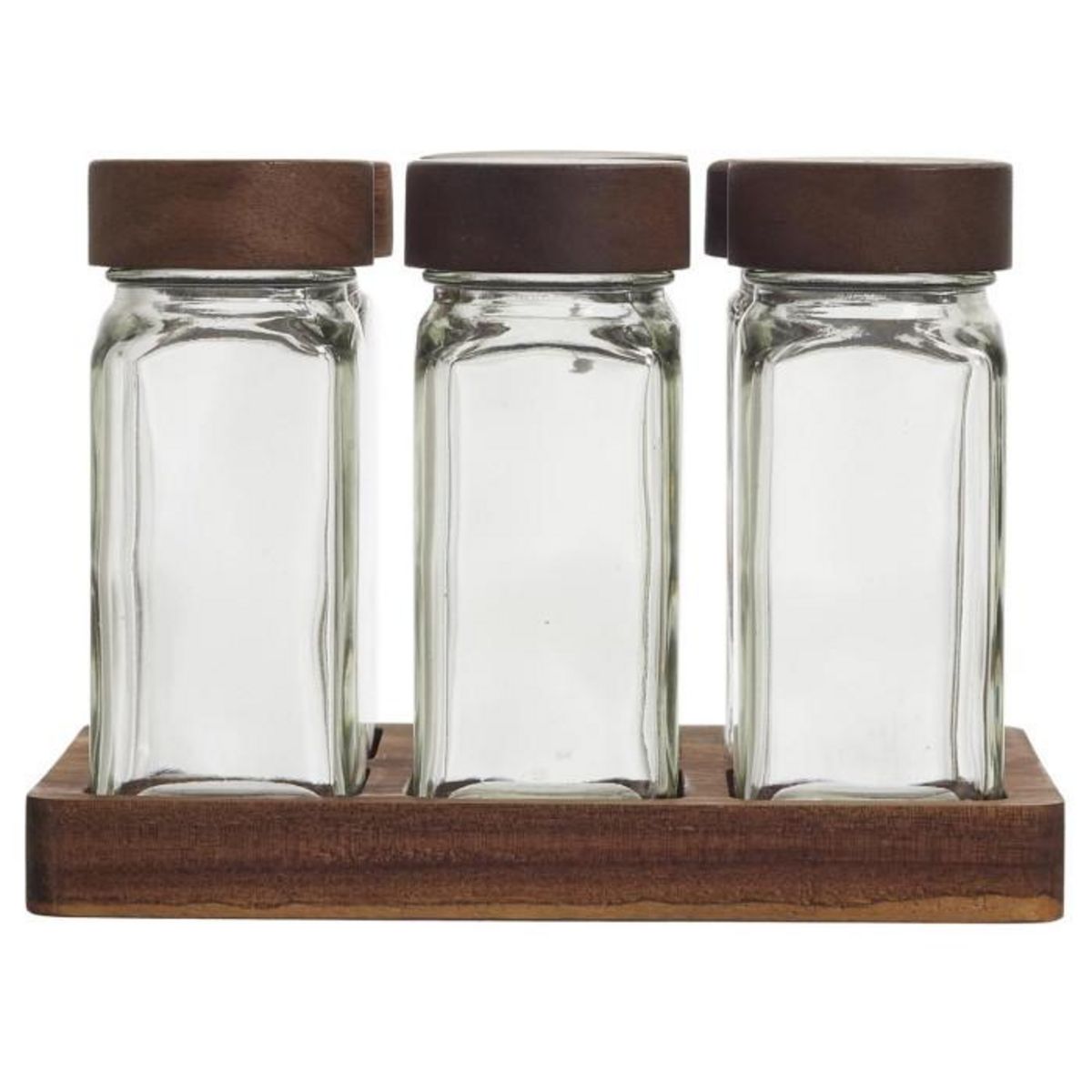 Paris Prix Lot de 6 Bocaux à Épices  Acacia  17cm Transparent