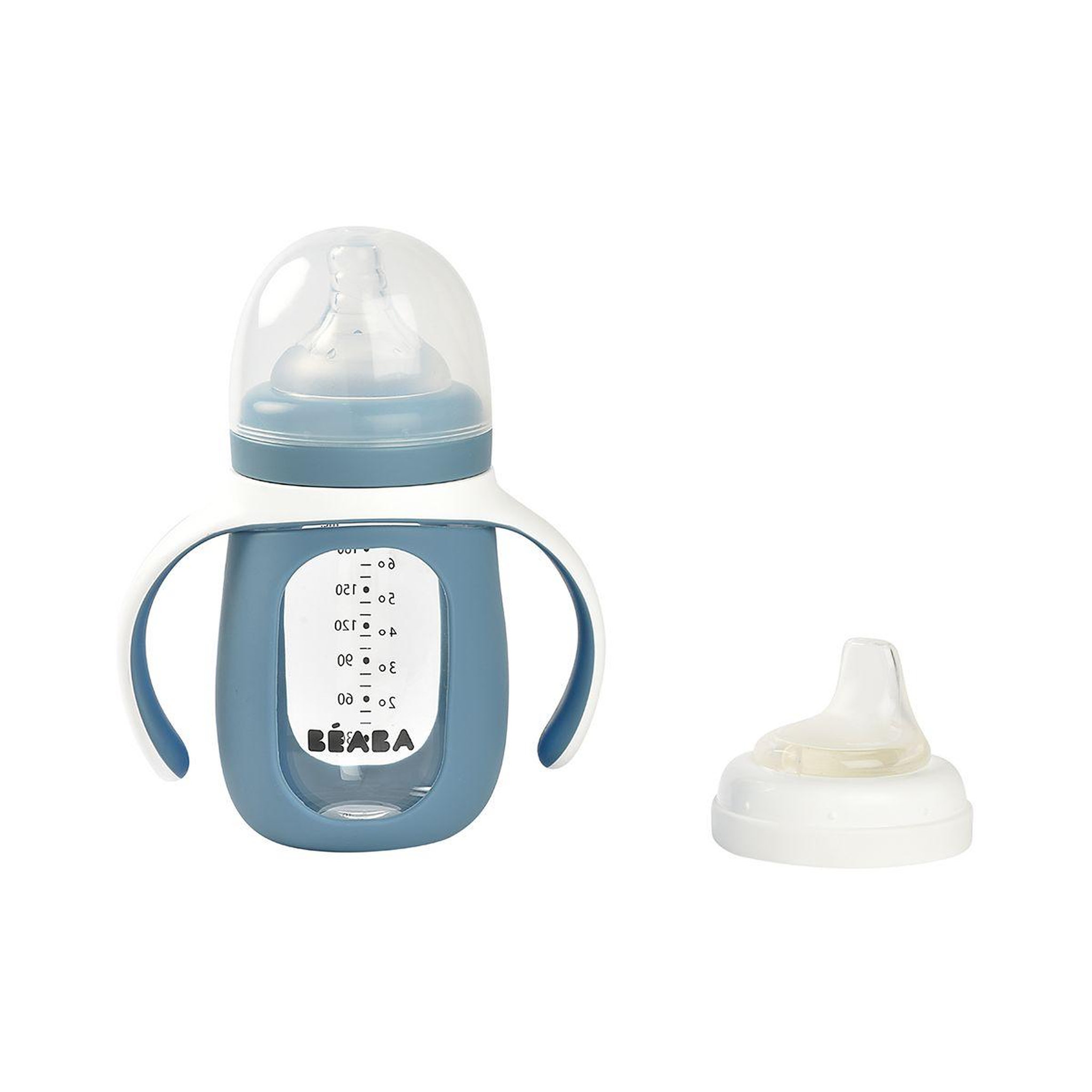 Voir la diapositive 2 : BEABA Tasse verre d apprentissage 2 en 1 210 ml