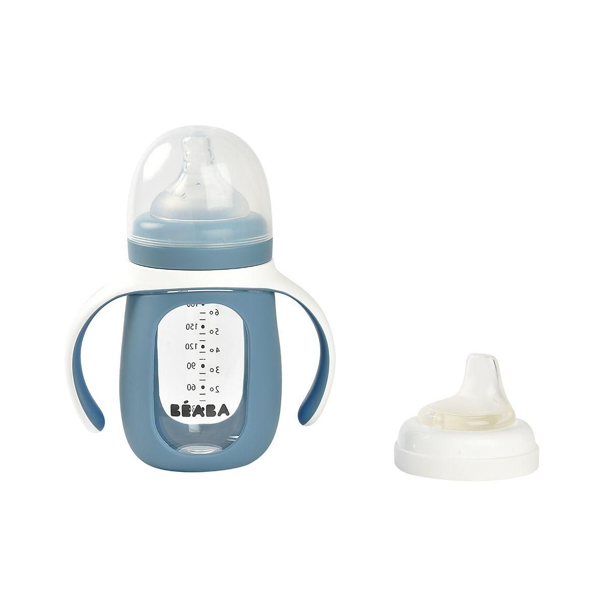 BEABA Tasse verre d apprentissage 2 en 1 210 ml