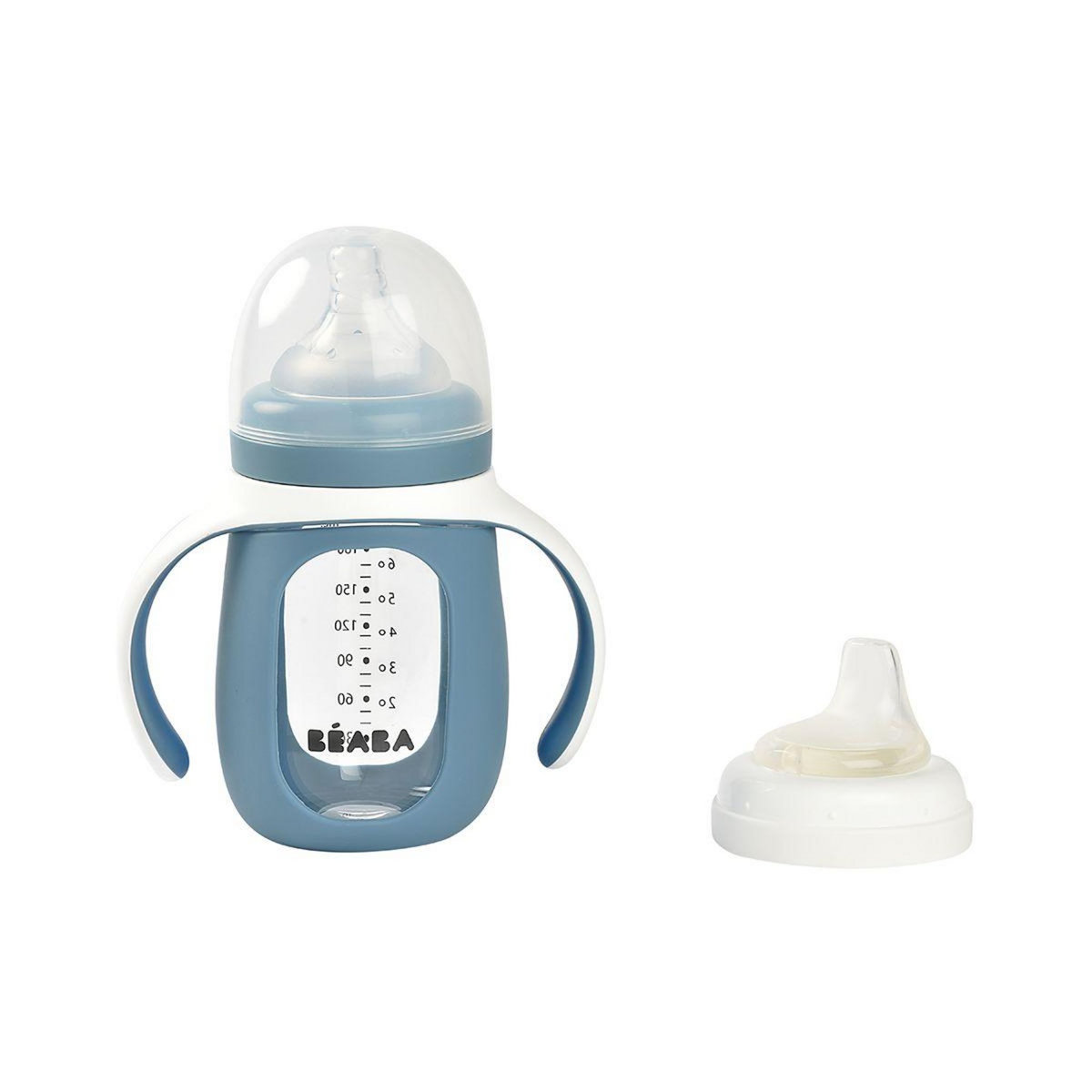 BEABA Tasse verre d apprentissage 2 en 1 210 ml