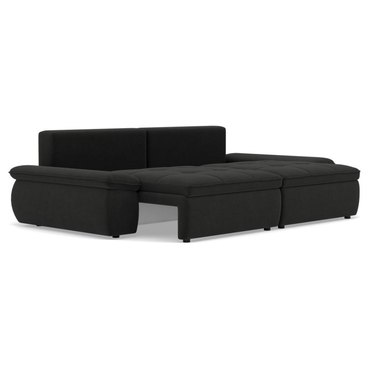 LISA DESIGN Elvona - canapé droit 3 places convertible avec coffre en tissu texturé