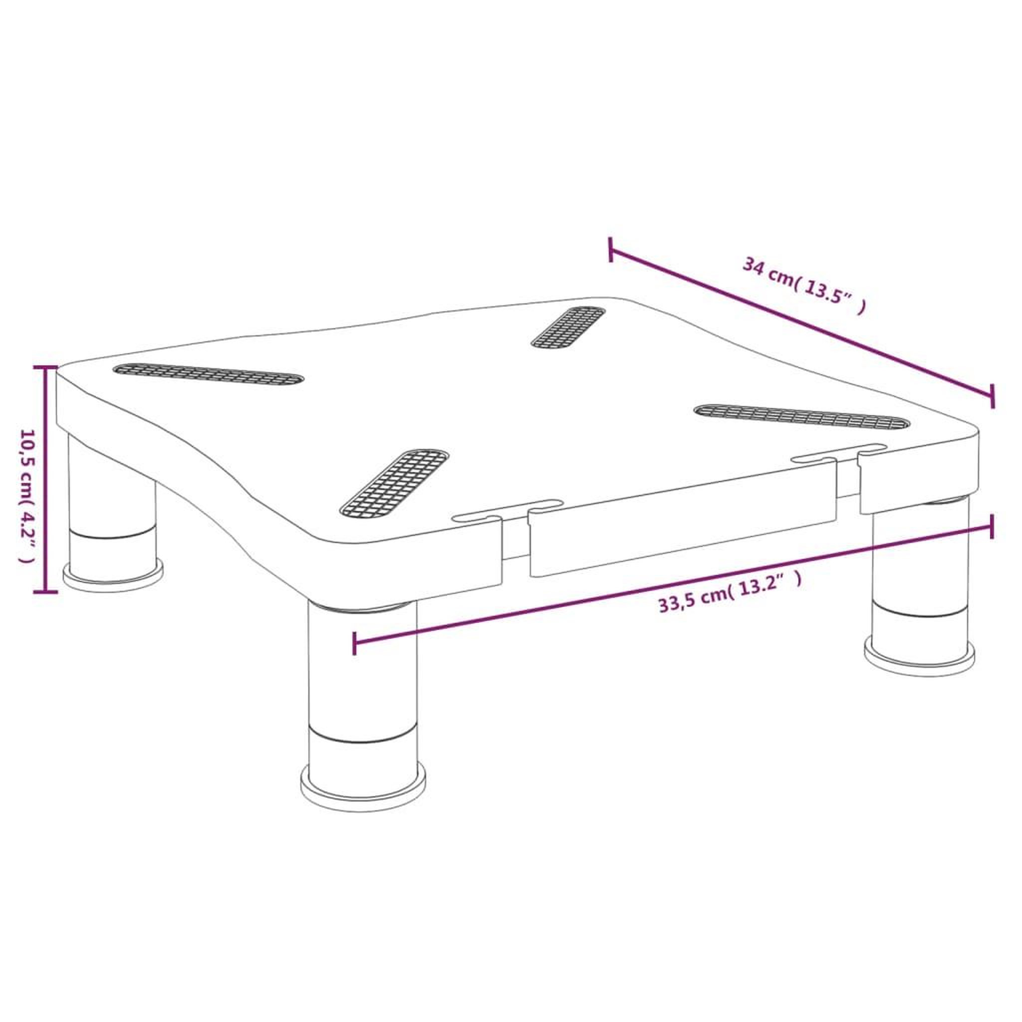Voir la diapositive 6 : VIDAXL Support de moniteur Noir 33,5x34x10,5 cm