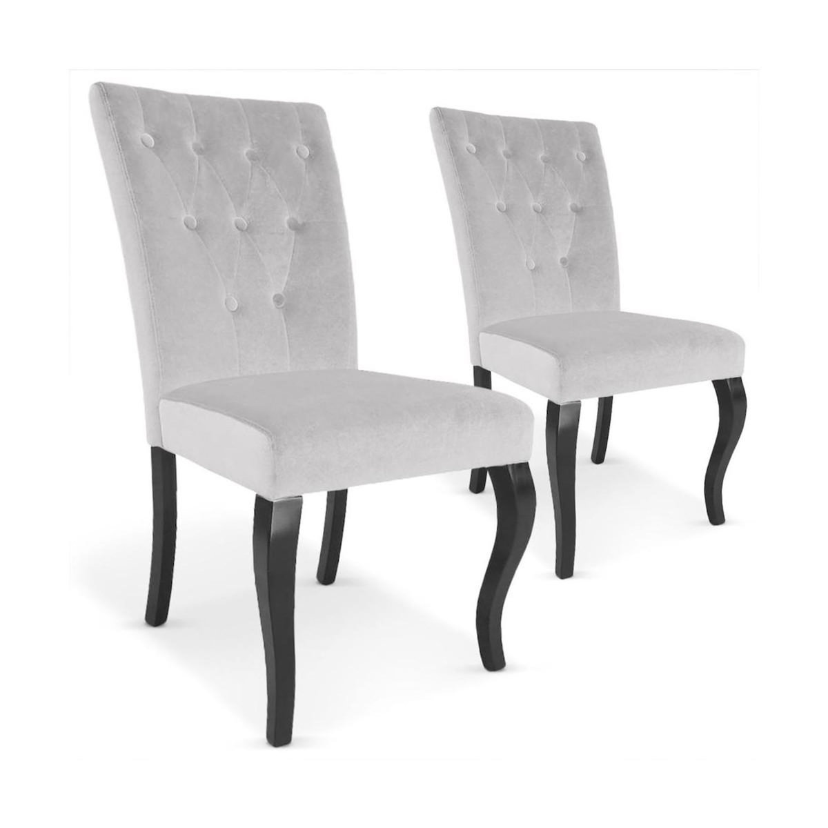 Paris Prix Lot de 2 Chaises Design Velours  Lucky  106cm Gris