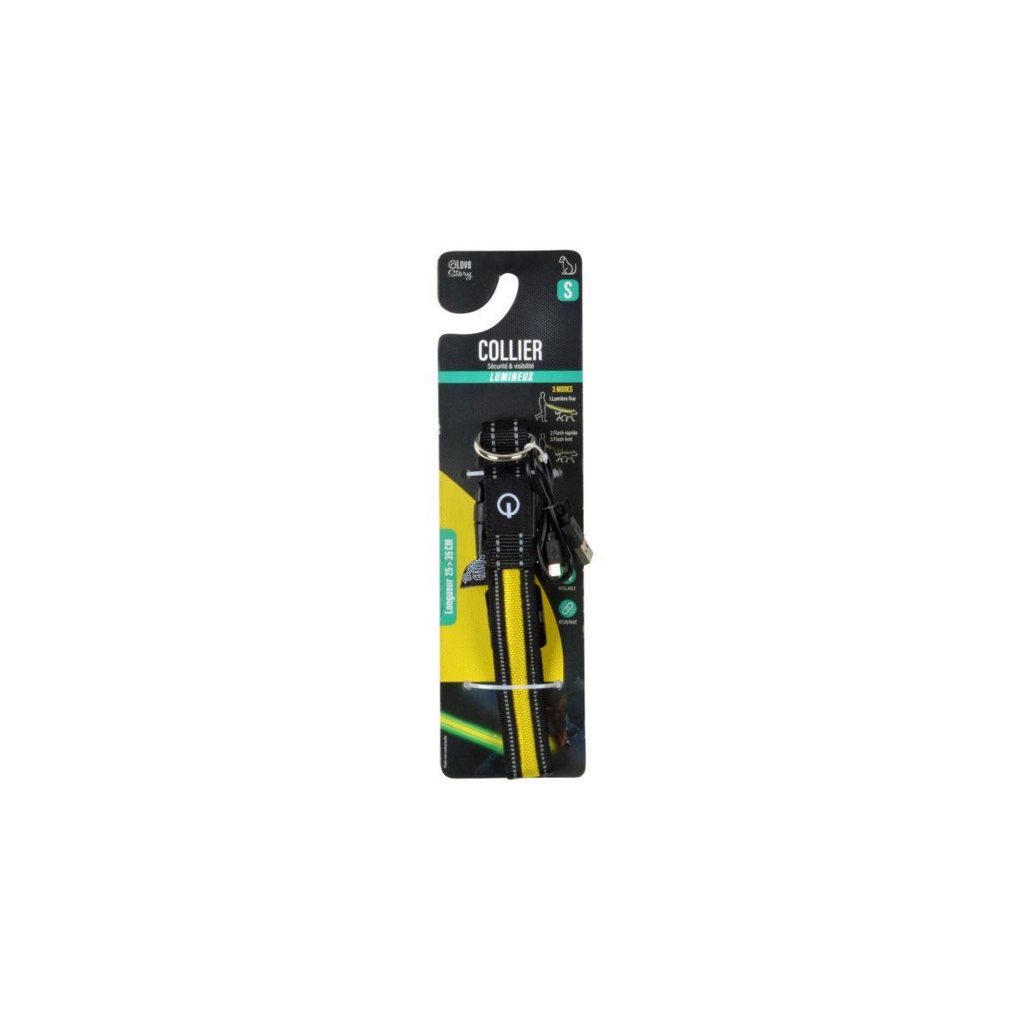 Voir la diapositive 5 : LOVE STORY Collier lumineux pour chien  led  35cm jaune