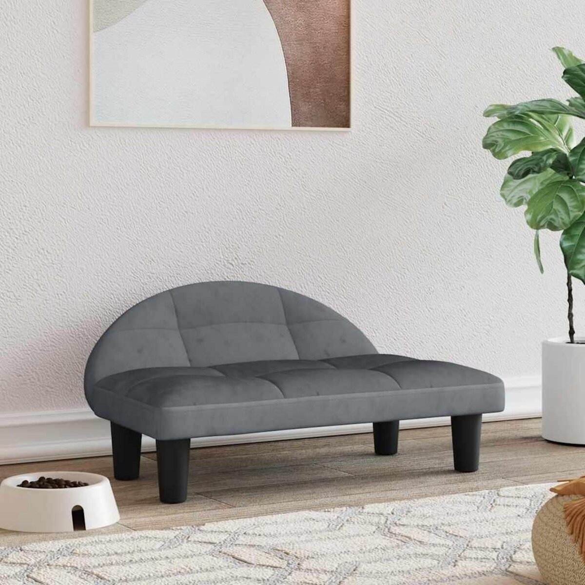 VIDAXL Lit pour chien gris fonce 70x52x30 cm velours