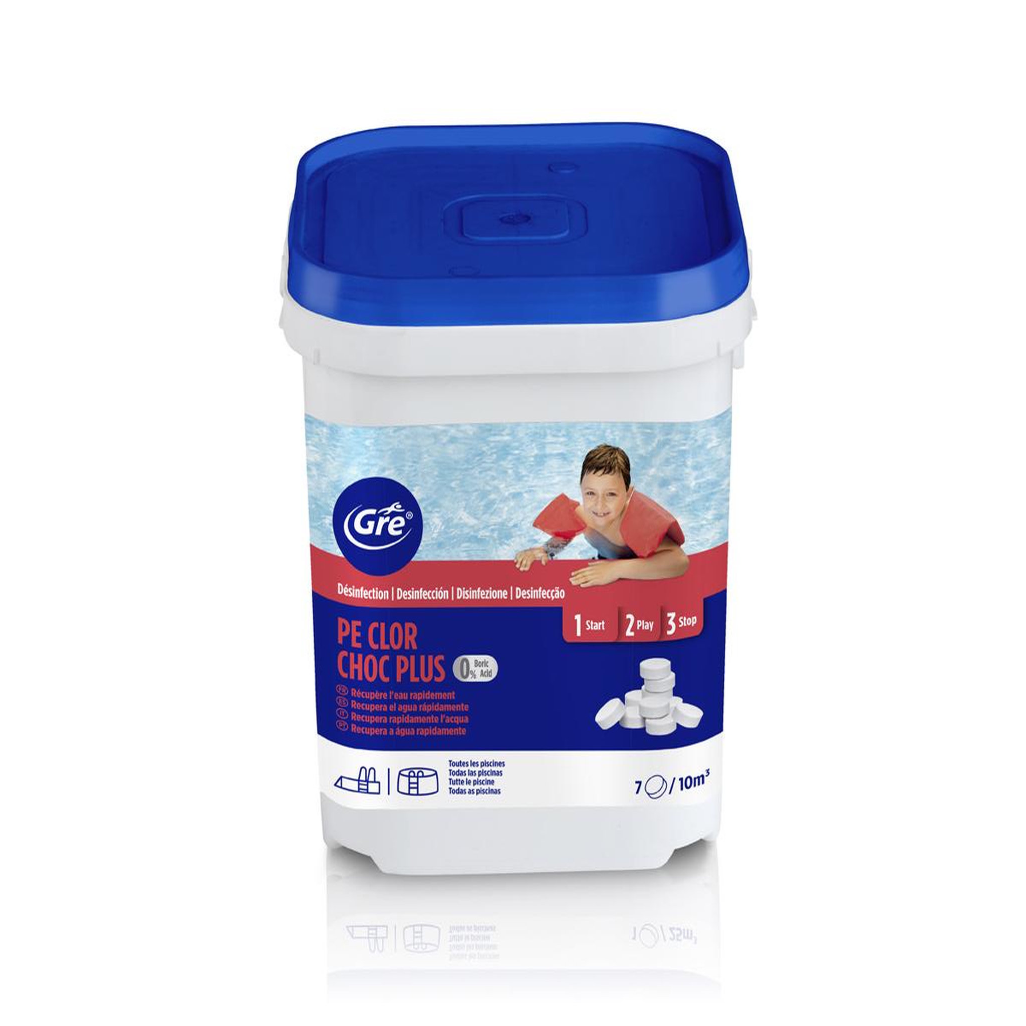 Voir la diapositive 2 : GRE Chlore choc sans acide borique 5 kg - gré