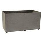 ART PLAST Jardinière Extérieure Grise Anthracite 100L 80x40cm - Pot de Fleurs Rectangulaire en Plastique Recyclé - Design Italien ARTPLAST