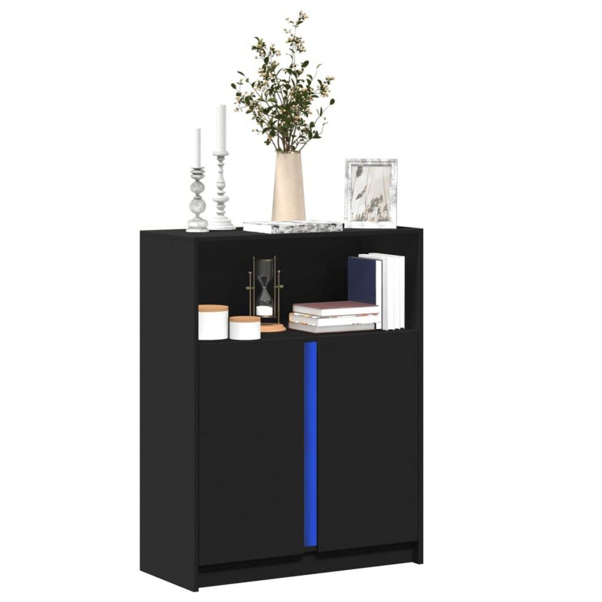 VIDAXL Buffet avec LED noir 77x34x100 cm bois d'ingenierie