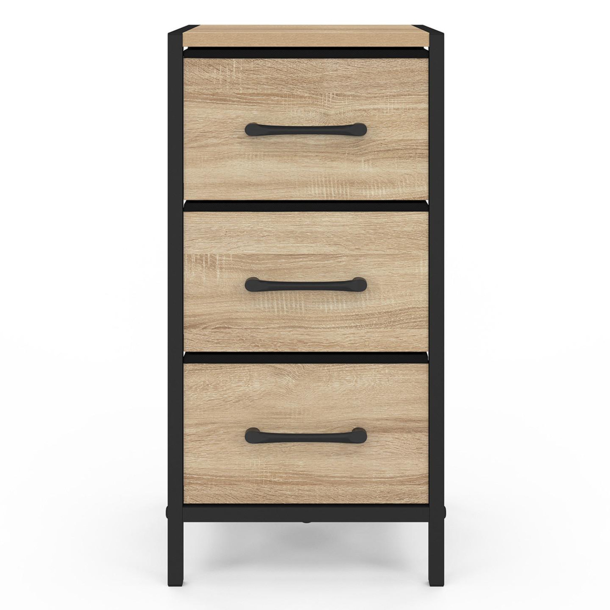 Voir la diapositive 3 : ID MARKET Lot de 2 tables de chevet utah 3 tiroirs