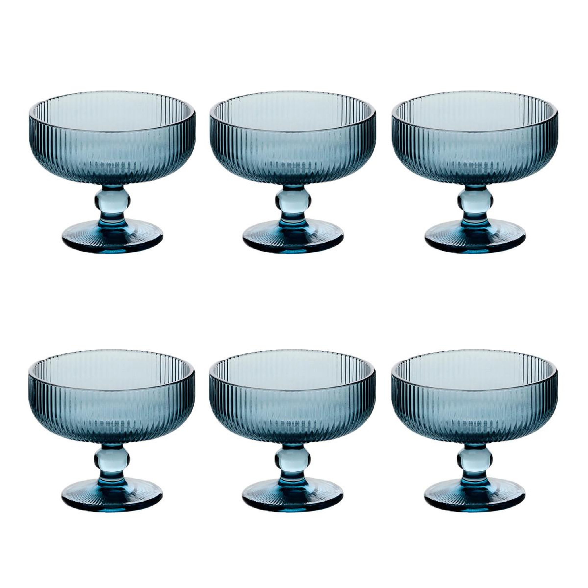 SECRET DE GOURMET Lot de 6 coupes à glace strie  ema  34cl bleu