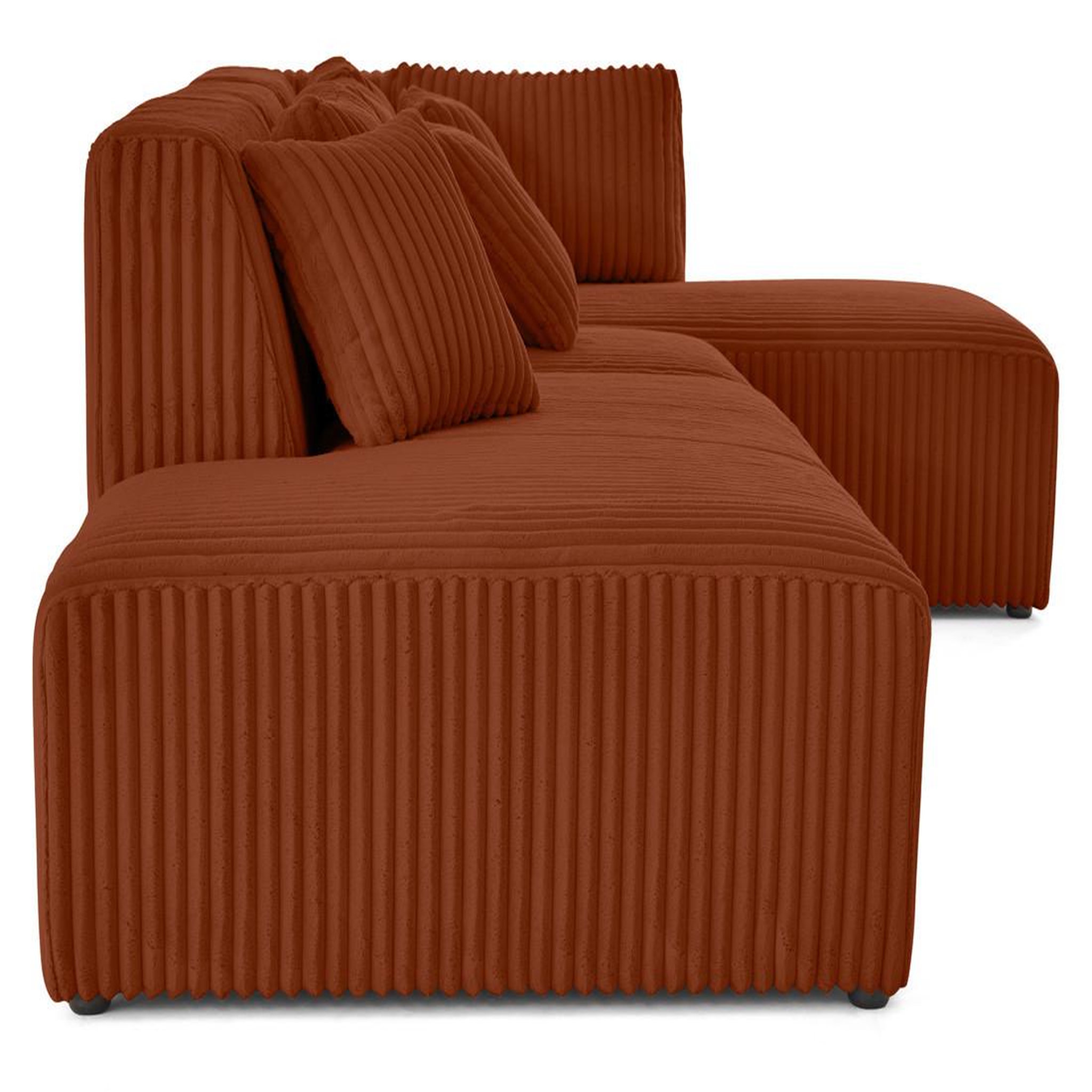 Voir la diapositive 3 : LISA DESIGN Victoire - canapé modulable d'angle droit 5 places en velours côtelé grosses côtes