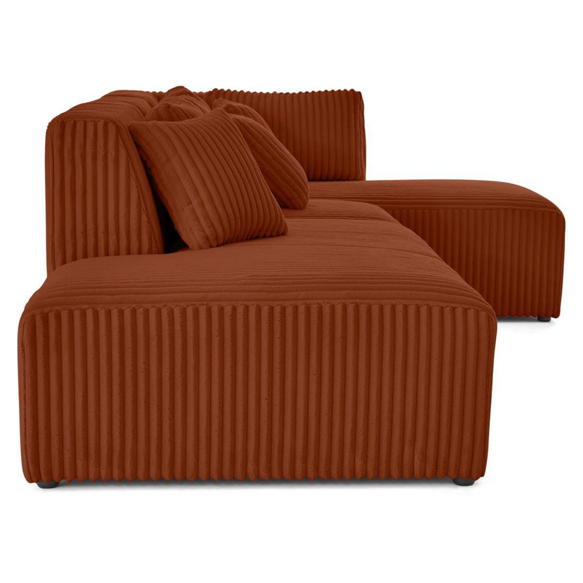 LISA DESIGN Victoire - canapé modulable d'angle droit 5 places en velours côtelé grosses côtes