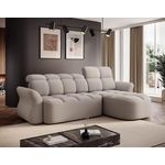 BEST MOBILIER Brume - canapé d'angle droit 4 places convertible électrique avec coffre et têtières réglables en tissu bouclette. Coloris disponibles : Beige